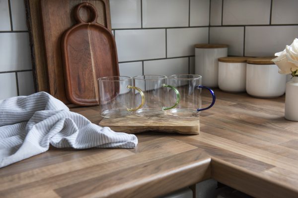Coloured Handle Glass Mugs Set of 6 - Image 3